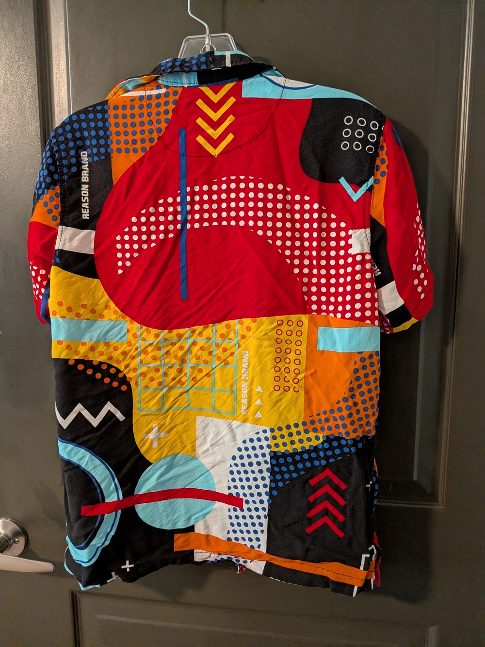 Reason Men's Short-Sleeve Button-Down Shirt - Red, Blue, Yellow, Black